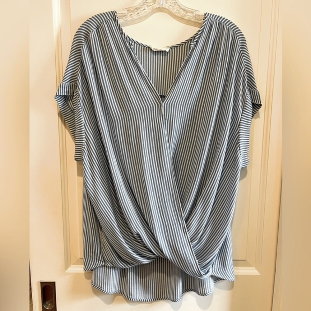 Millibon Blue & White Wrap Blouse